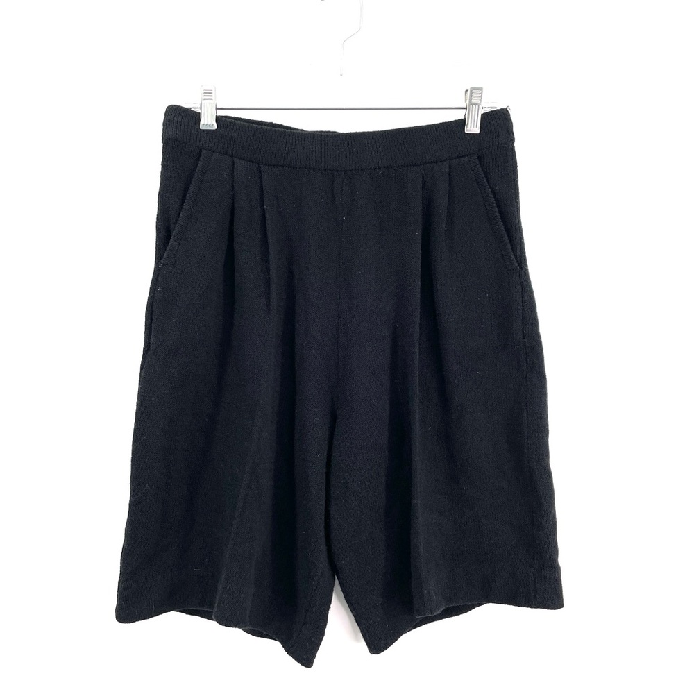 VTG Don Sayres Knit High Rise Shorts‎ 10 Black Wool Blend Pull On Pleated Waist